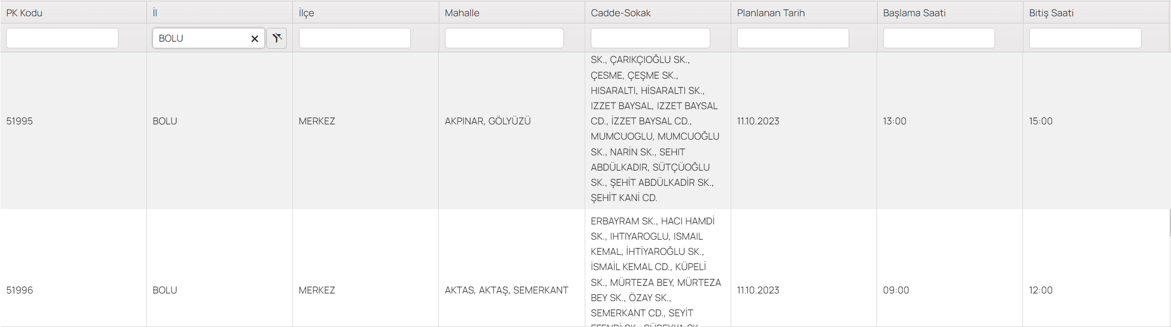 Bolu elektrik kesintisi