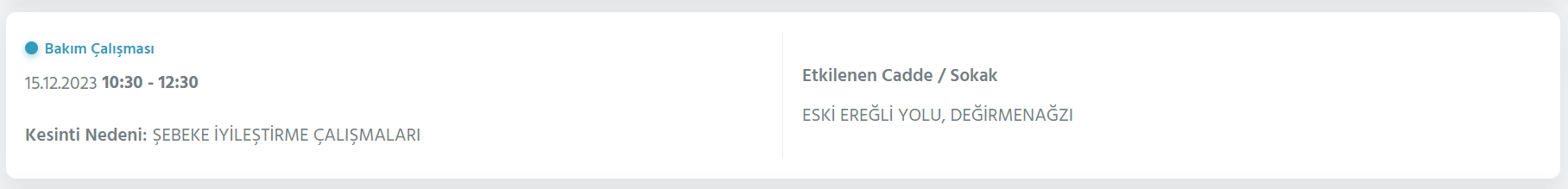 Zonguldak elektrik kesintisi