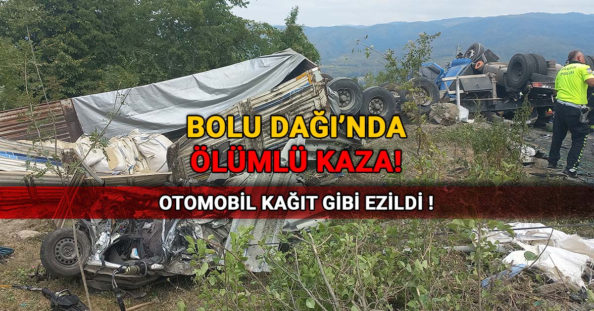 Bolu Dağı'nda Çok Feci Kaza Otomobil Kağıt Gibi Ezildi 1