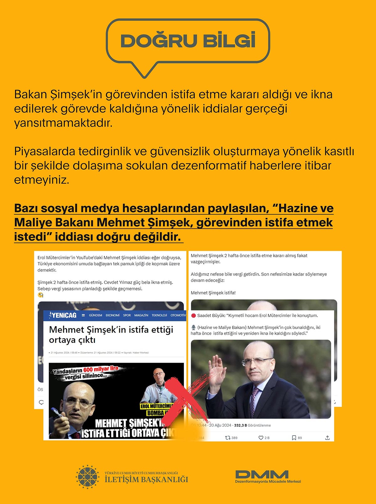 Mehmet Simsek istifa iddiasi ile ilgili DMM aciklamasi 1