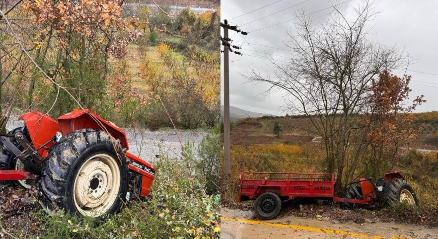 Sakarya'da Traktör Devrildi